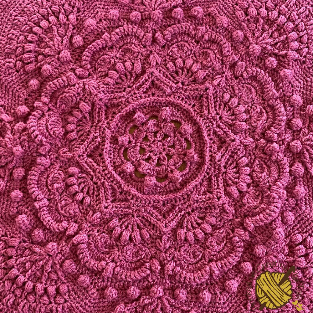 Raspberry ‘Baby Arcadia’ Heirloom Handmade Baby Blanket 100% Acrylic