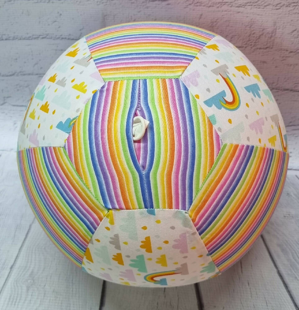 Balloon Ball: Rain & Rainbows with Rainbow Stripes: Two tone style