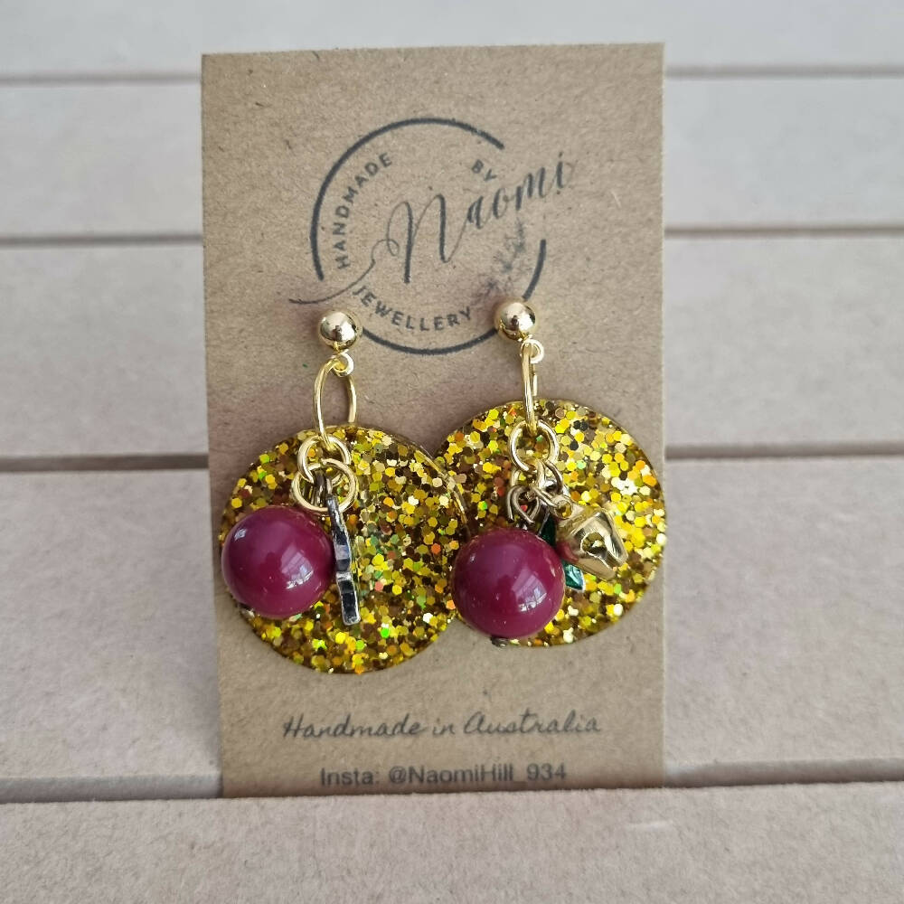 Christmas sparkle dangle resin earrings