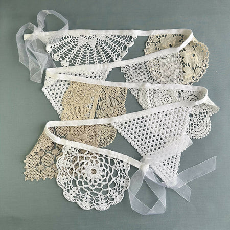 Bunting, Vintage, Doily, Up Cycled, Wall Hanging, Wedding, Party, Boho