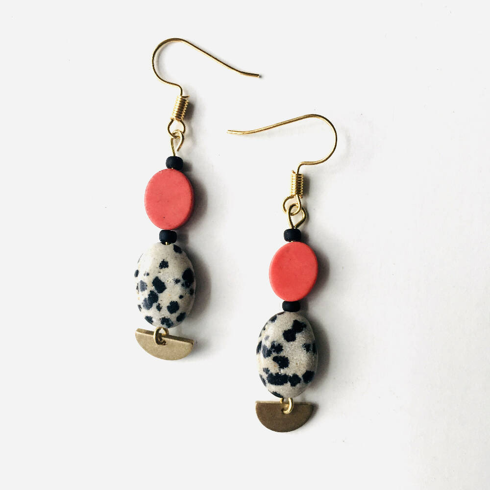 dalmatian jasper earrings abacus designs