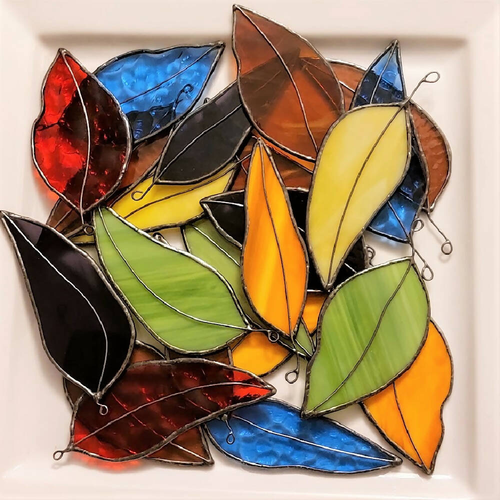 Stained glass suncatcher, choose one colourful Australian eucalyptus gum leaf