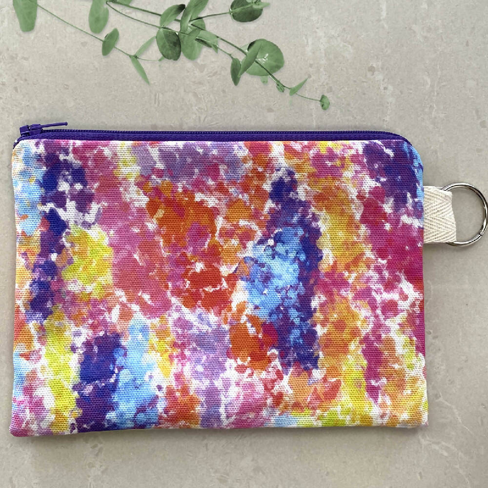 Zipper Purse - Abstract Rainbow Splash pattern print with secret message inside #9