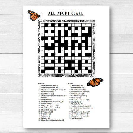 DIGITAL - Personalised Custom Crossword Puzzle, SMALL-size, Printable PDF