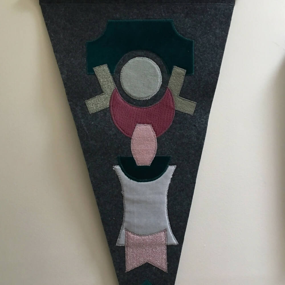 Modern felt wall hanging -fabric pennant 1