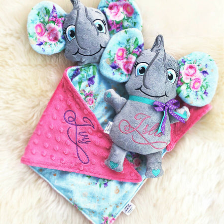 Baby comforter, Personalised Plushie, Embroidered name, Ruggybud, Made to order