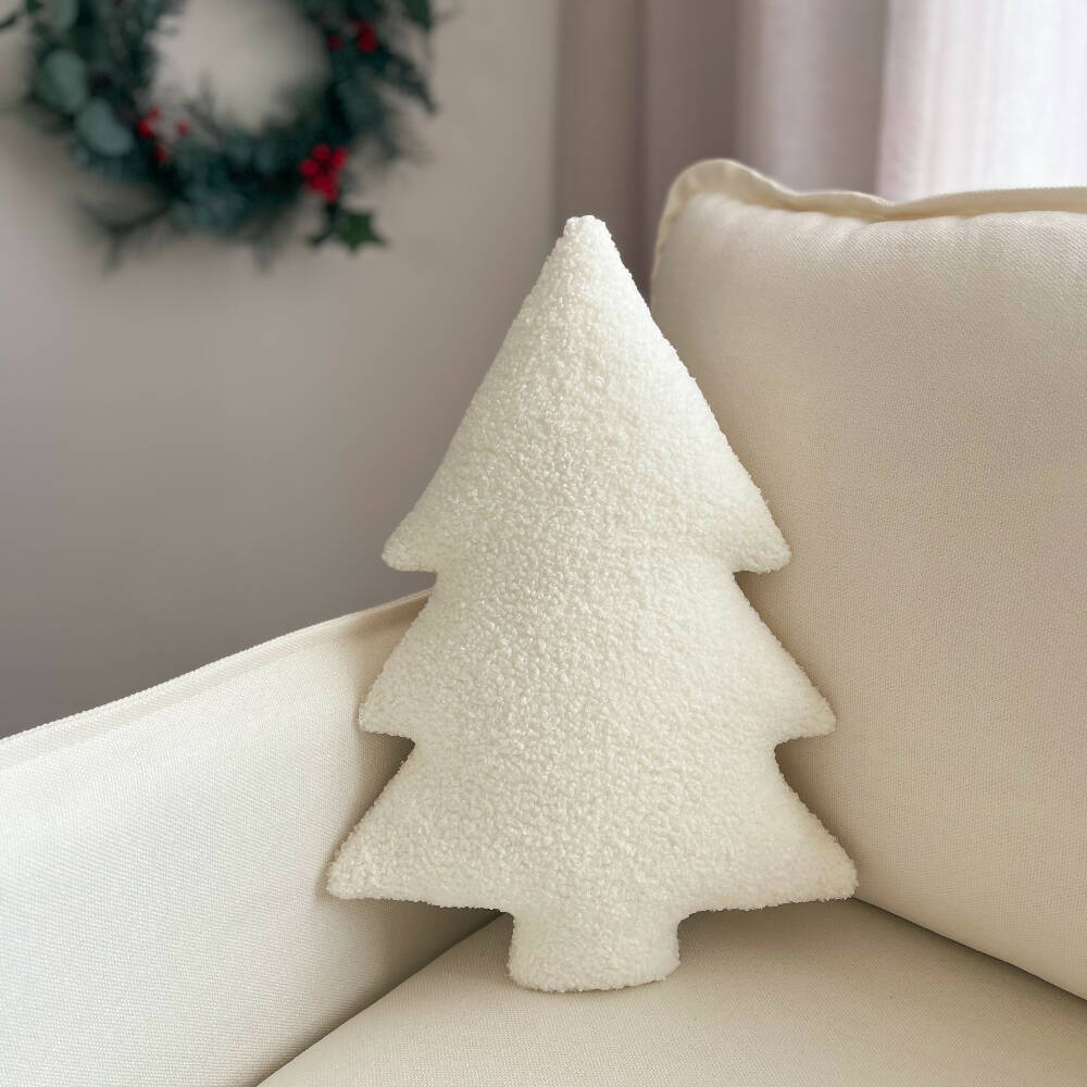 White Christmas Tree Cushion Decorative