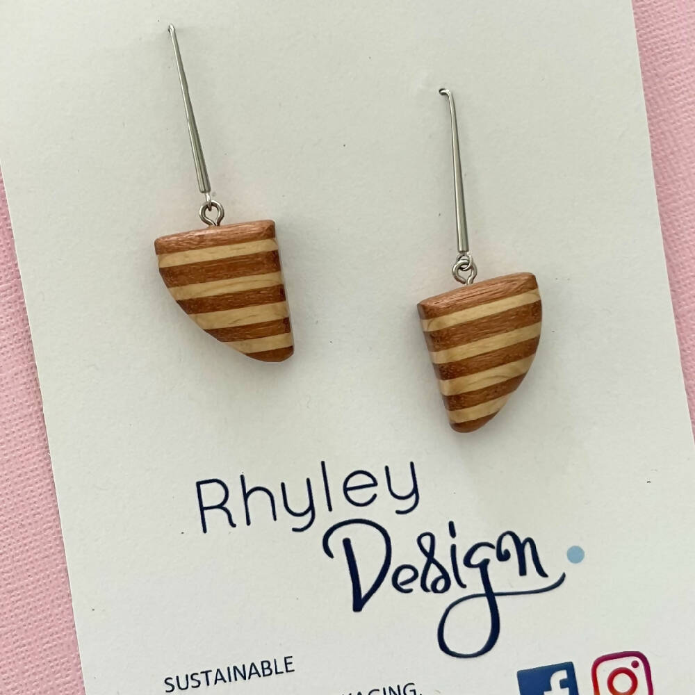 Unique Striped Wooden Drop Earrings