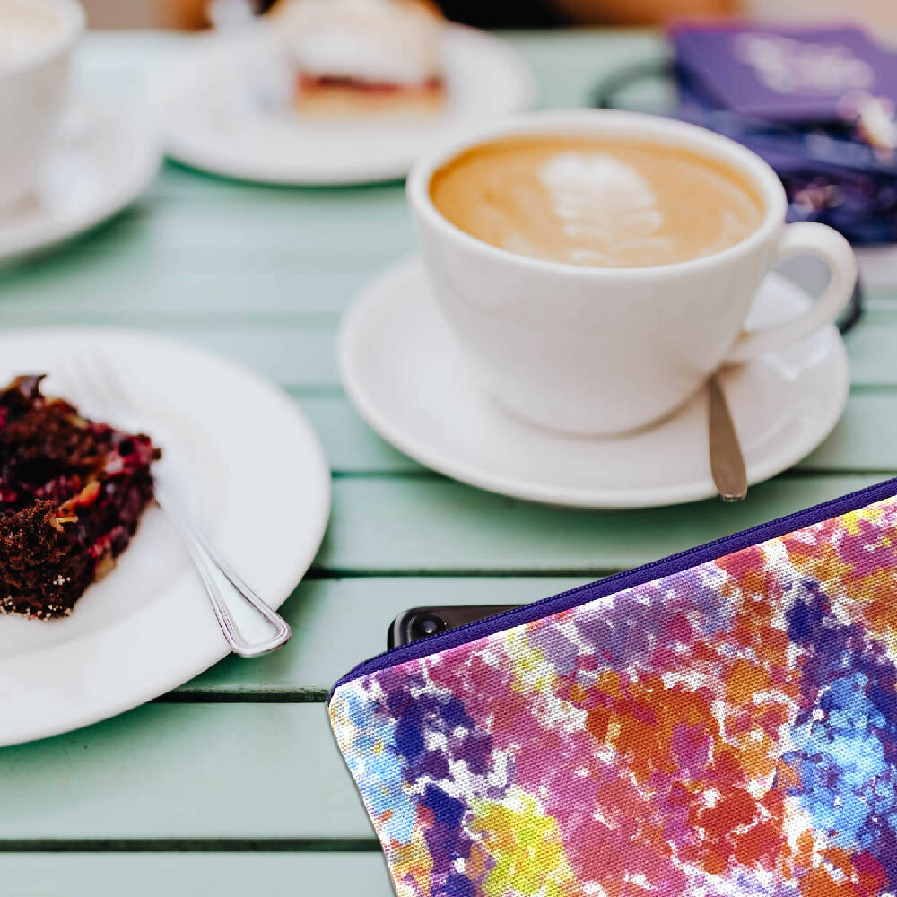 Zipper Purse - Abstract Rainbow Splash pattern print with secret message inside #9