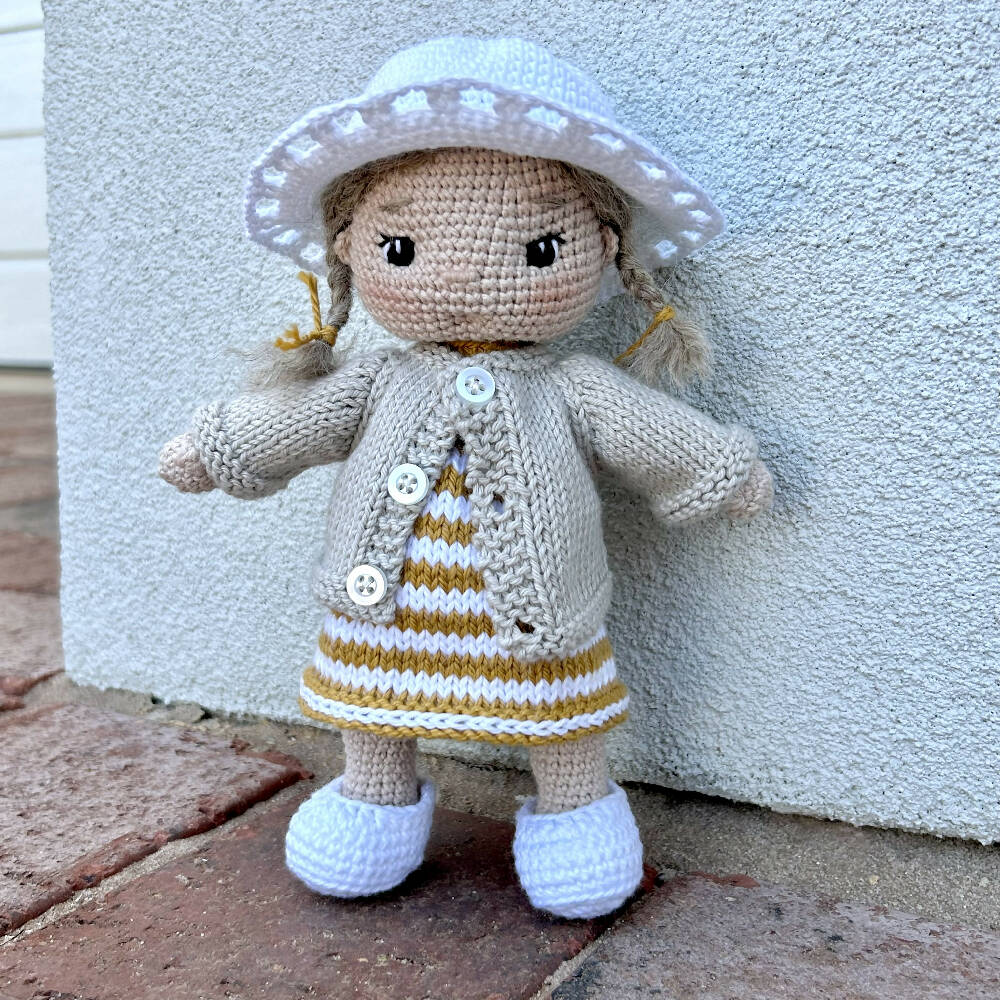 Crochet Doll Ruby with knit clothing