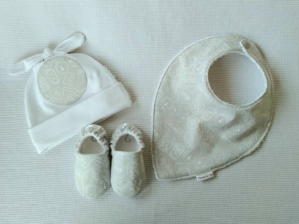 Grey Traffic Baby Hat & Shoes