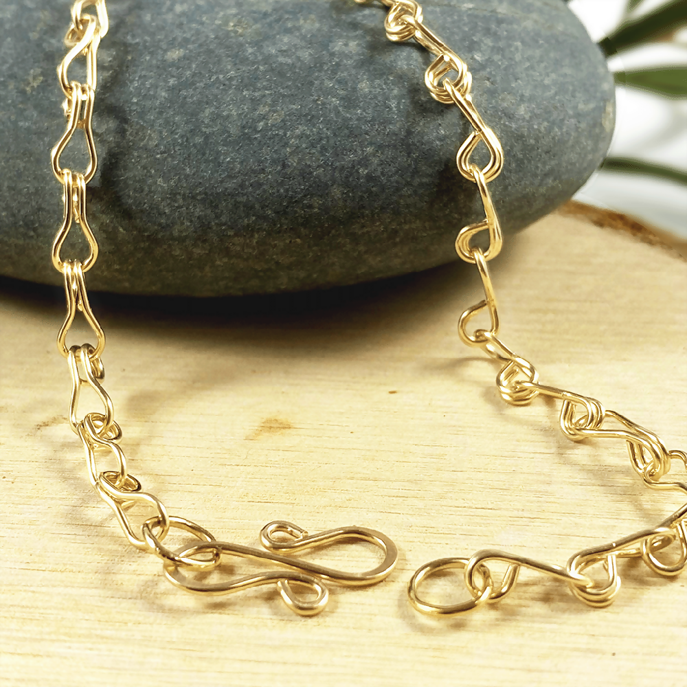 14K Gold Filled Necklace Teardrop Chain Handcrafted