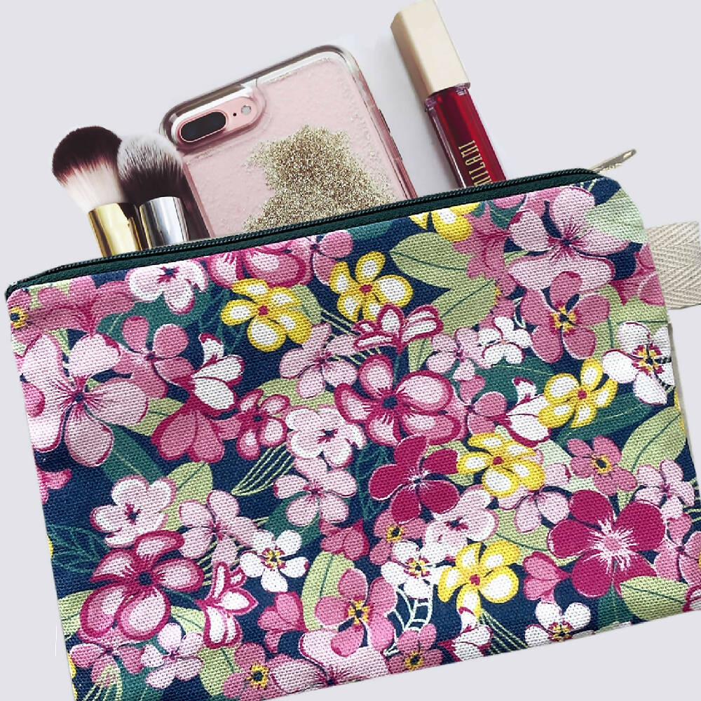 Zipper Purse - Bright Tropical Flowers Print with Secret Message inside #3