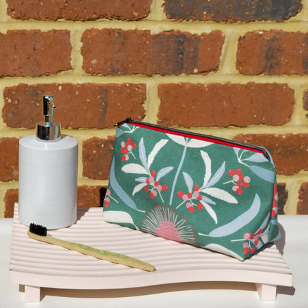 Cosmetic Pouch - Waratahs on Green
