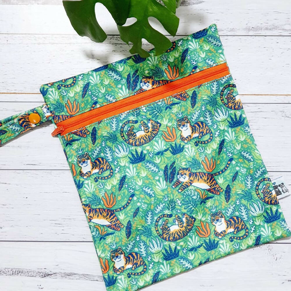 Reusable Waterproof Zip Bag, Small - Tigers