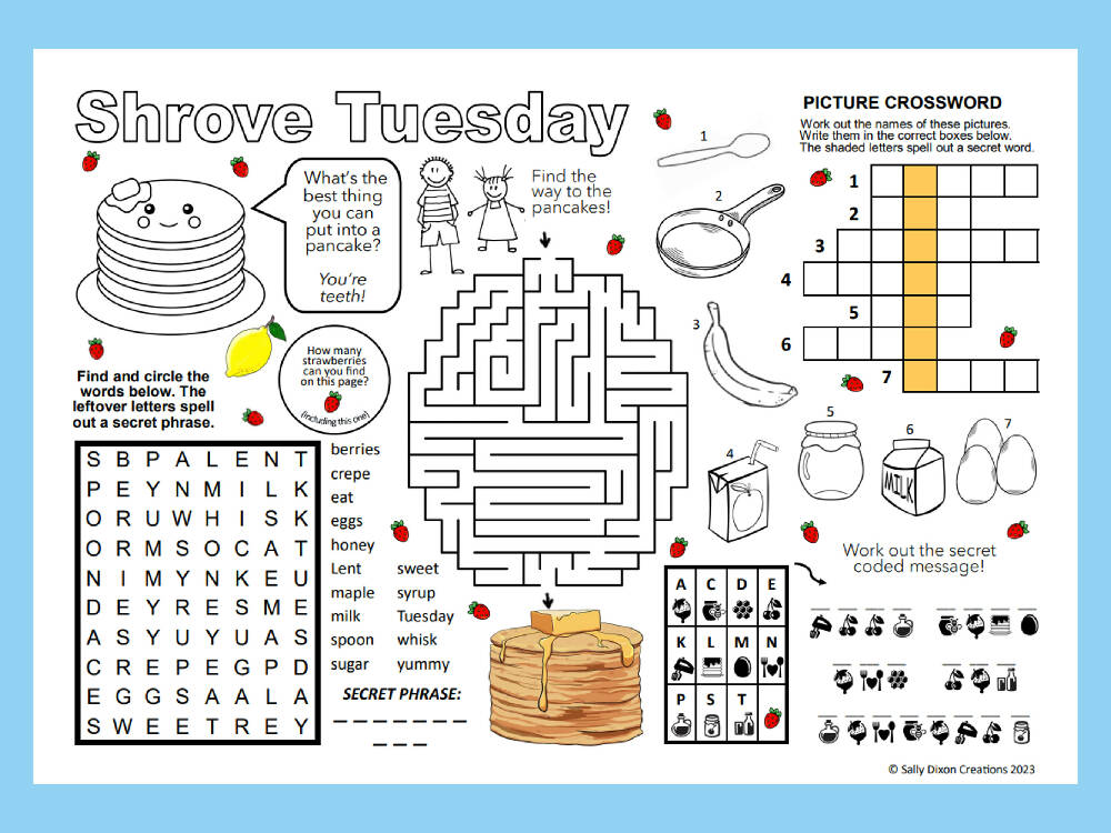 Pancake Day - Puzzle Activity Sheet - PDF Printable Download