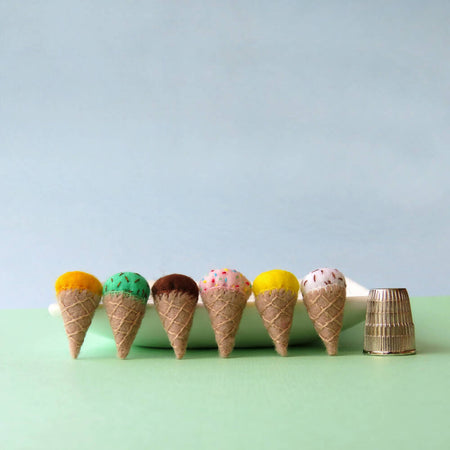 Miniature Play Food - Wool Felt Ice Cream Cones