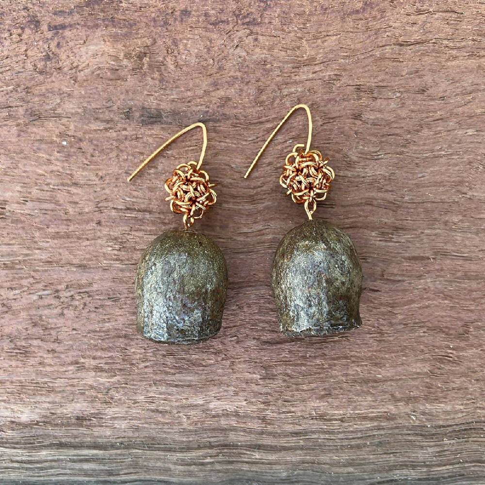 Gumnuts | Natural gumnuts with chainmaille units earrings