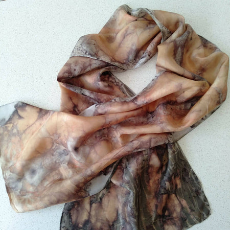 Silk scarf with eucalyptus leaves