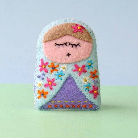 Babushka brooch - Wool Felt Embroidered Russian Doll