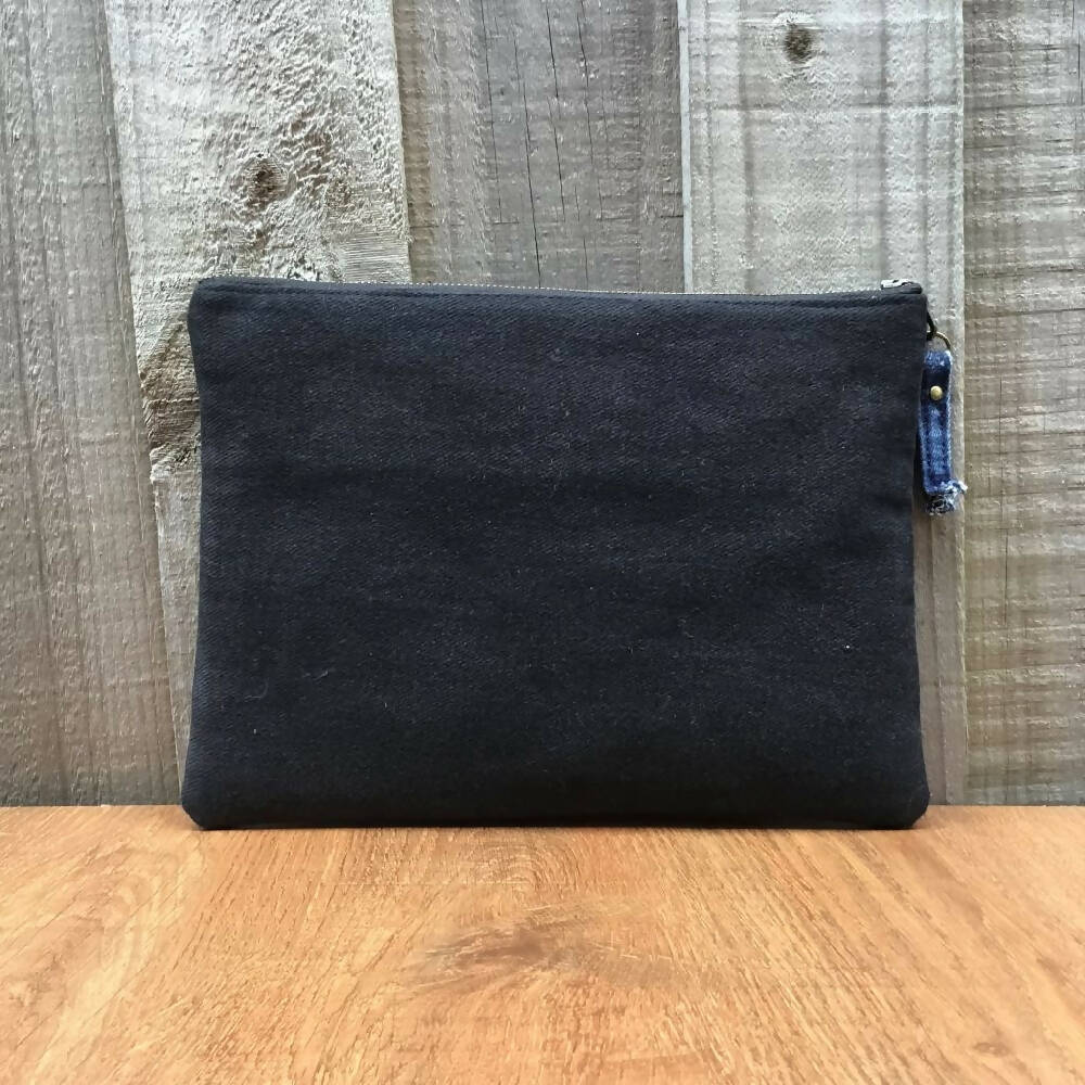 Upcycled Denim Clutch - Blue Heart