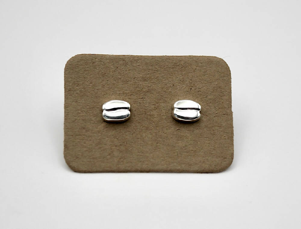 Coffee Bean Studs - Handmade Sterling Silver Earrings
