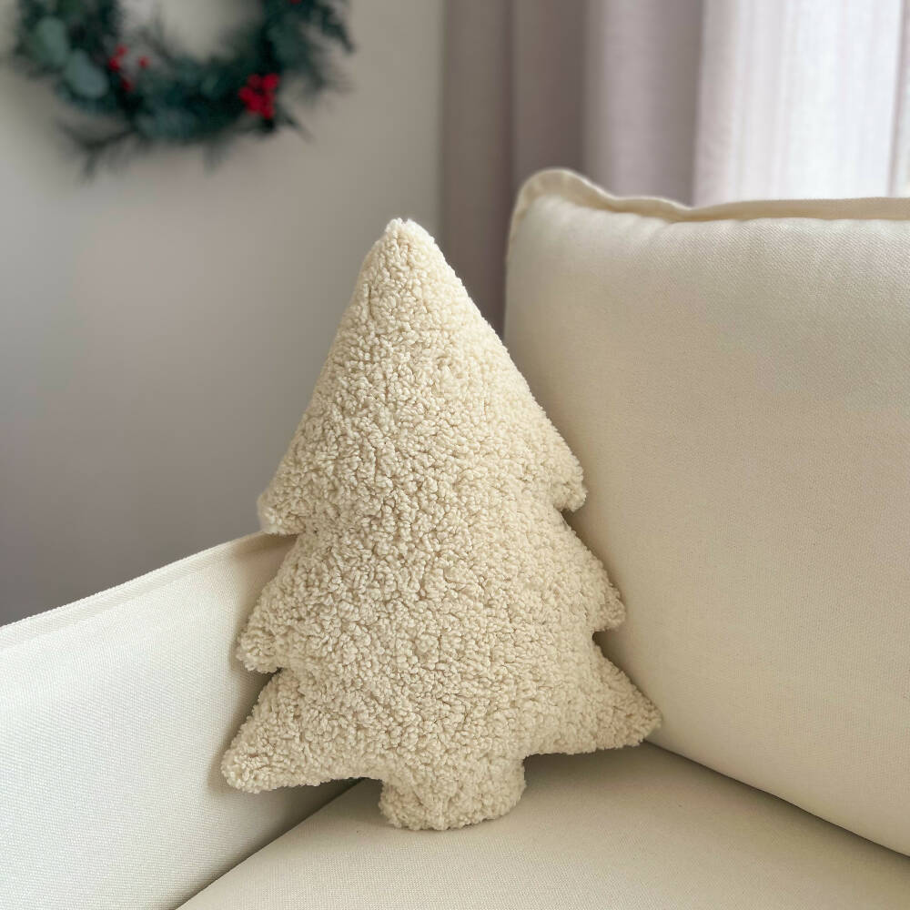 Ultra Fluffy Cream Christmas Tree Cushion Decorative