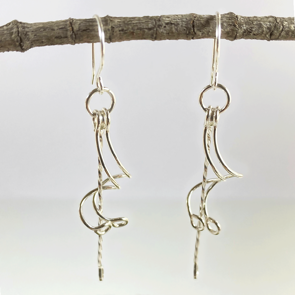 Sterling Silver Spiral Twist Dangle Earrings