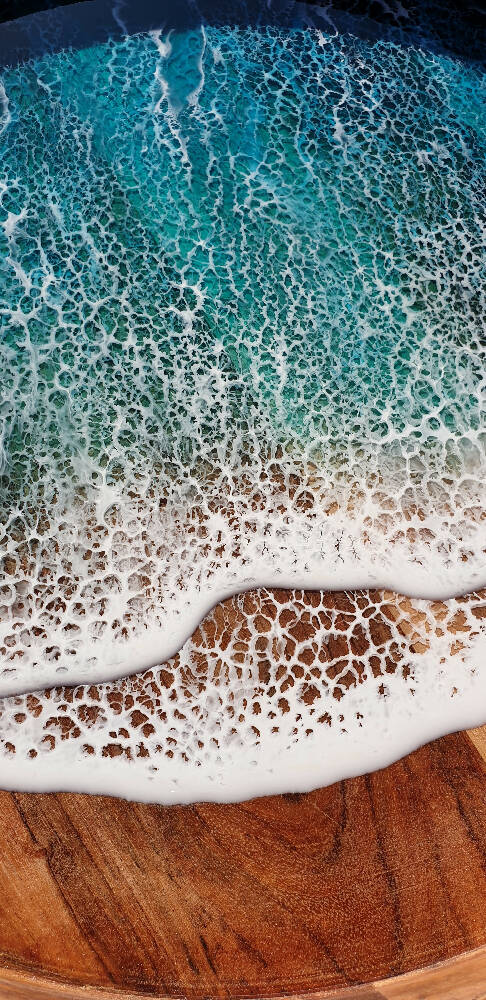 40cm Resin Art Acacia Serving Tray