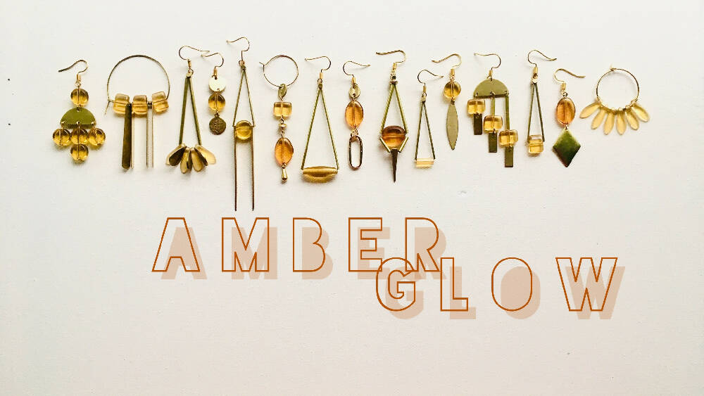 Amber beaded dangly earrings