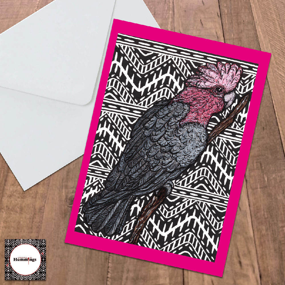 Pink Galah Greeting Card + Envelope