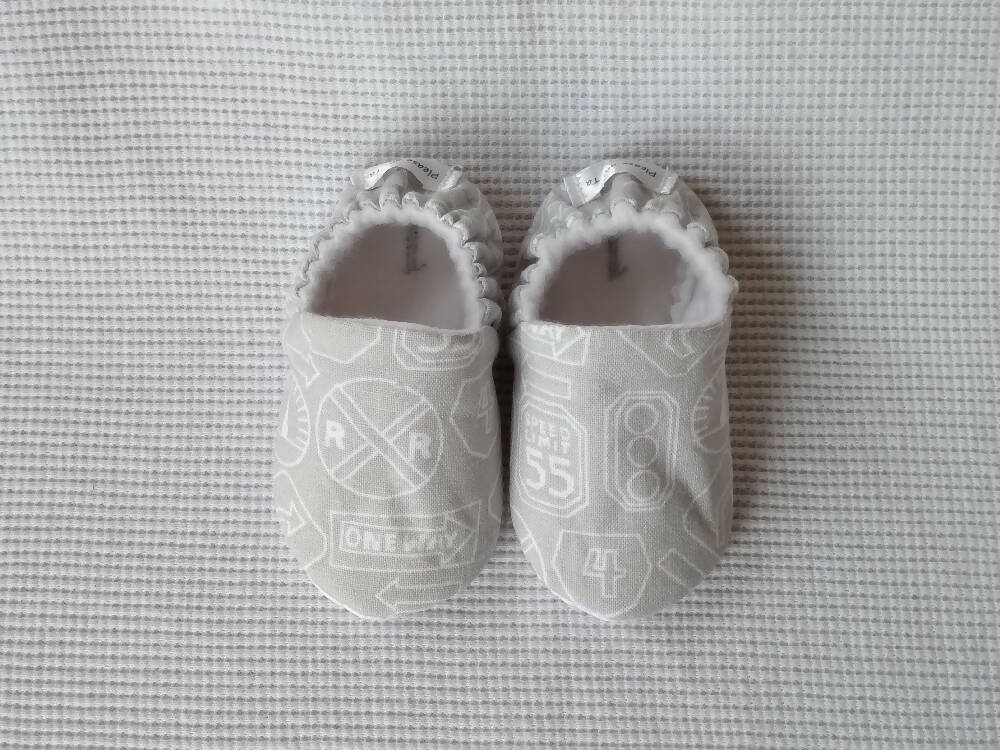 Grey Traffic Baby Shoes
