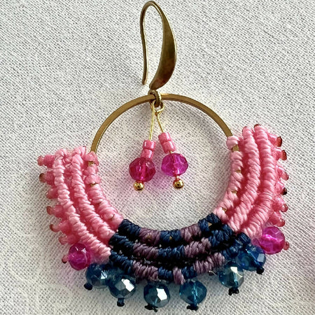 Micro Macrame Earrings - Czech Glass beads