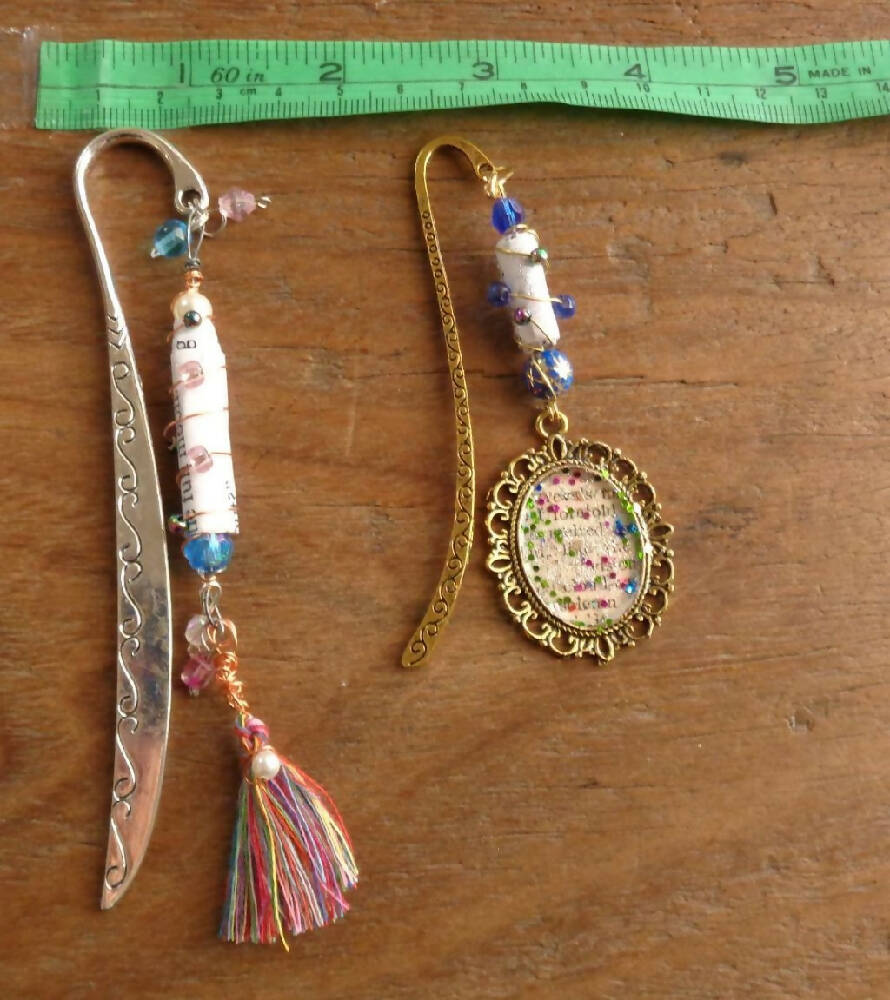 Beaded Bookmarks, Metal, Paper Beads (11)