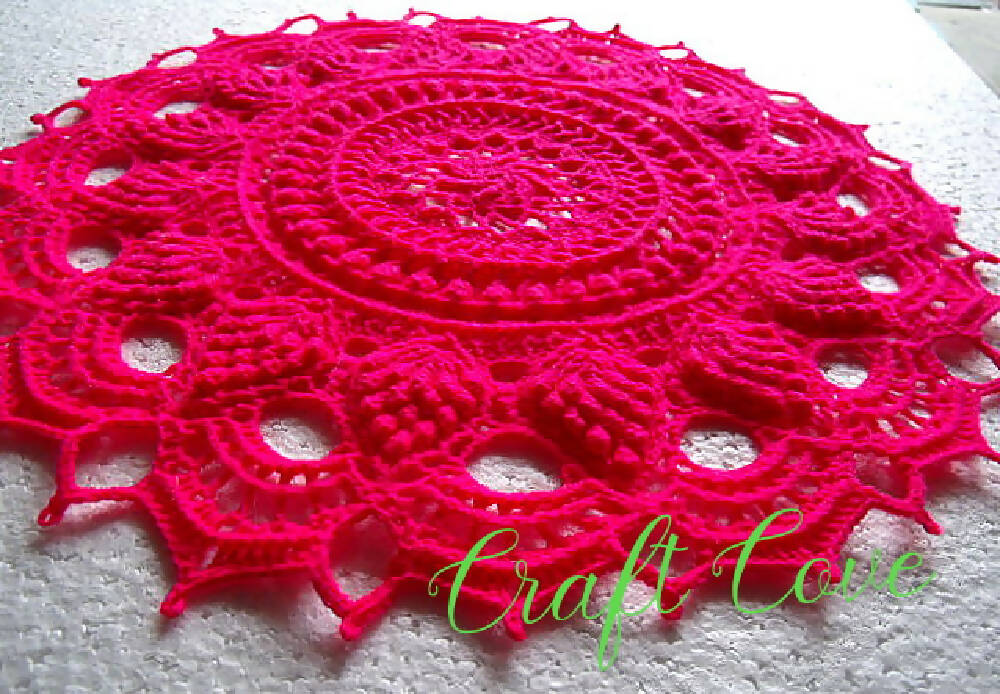 Textured Doily in Hot Pink intricate 3d look