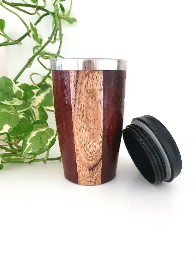 Handmade Wooden Travel Mug - Eco Friendly Insulated Coffee Tumbler