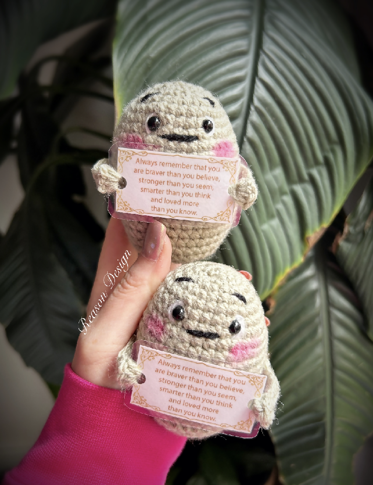 Positive potato plushie crochet gift