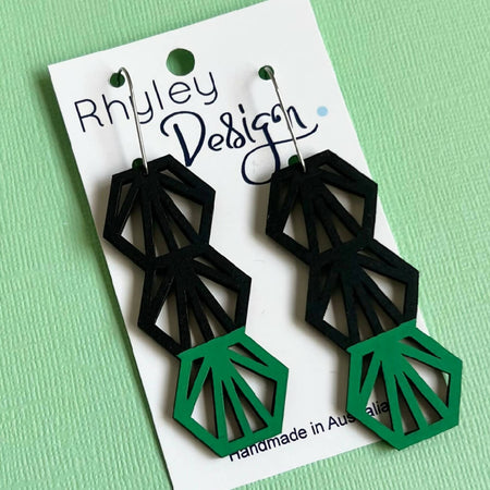 Black & Green Statement Earrings