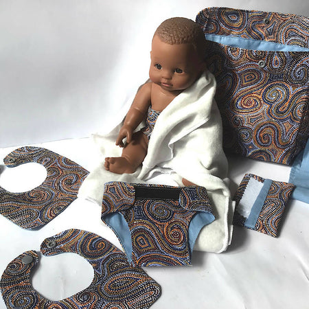 Nappy Bag #2 and accessories for Baby Doll - indigenous print