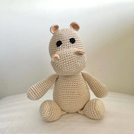Handmade Crochet Soft Toy, Hugo the Hippo, African Safari Animals