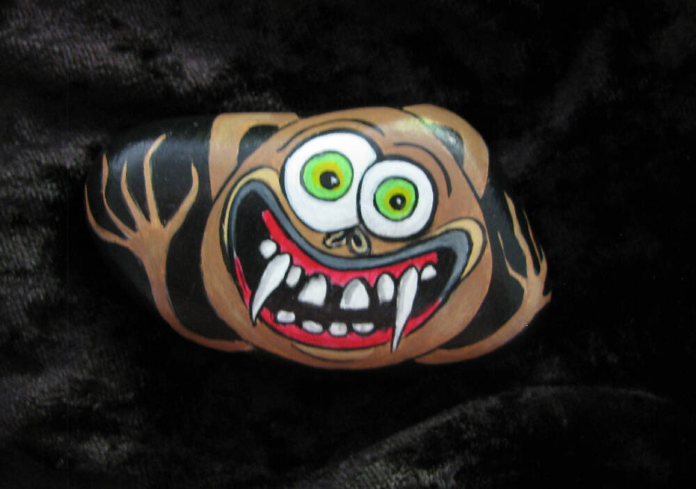 Creepy Halloween stone hand painted