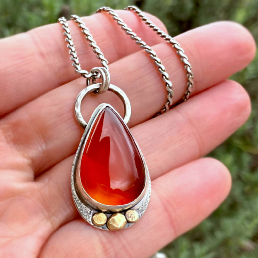 Red Onyx Teardrop Pendant 2