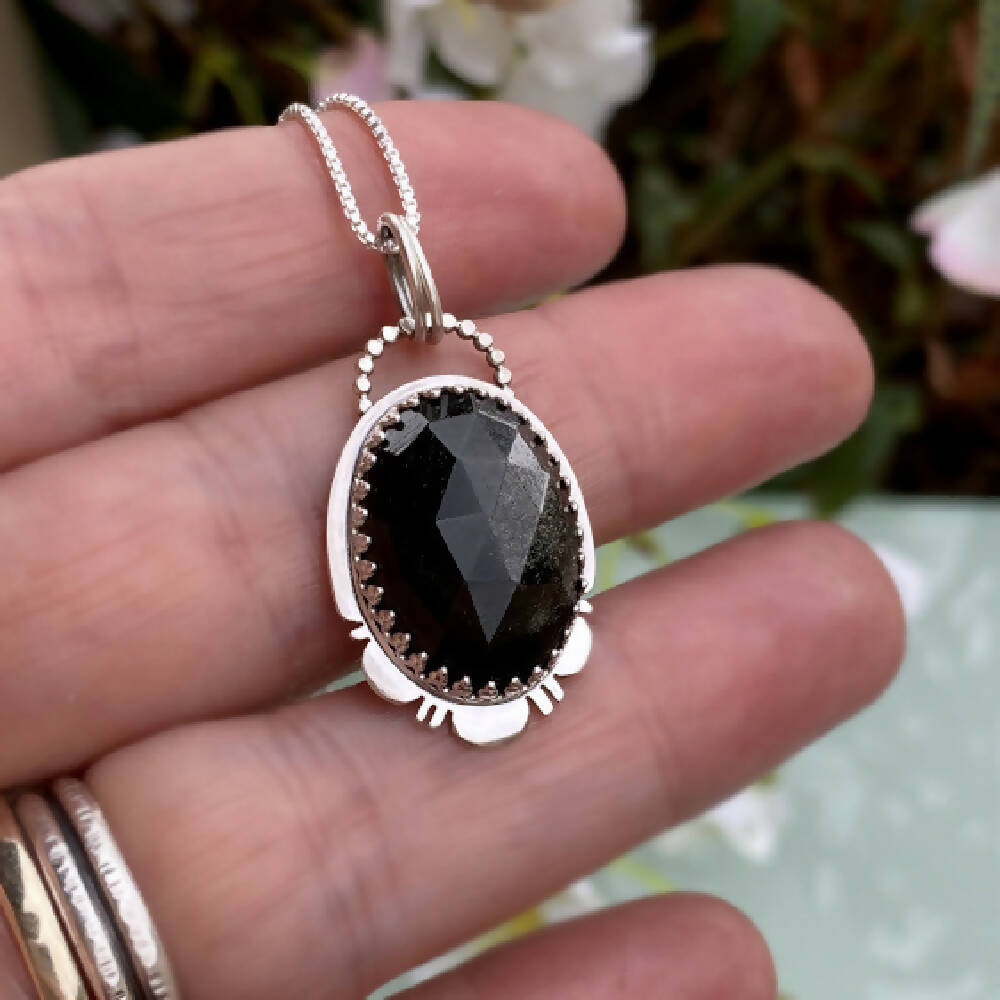 Obsidian and Sterling Silver Pendant - Smaller 3