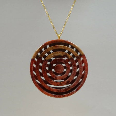 Mallee Burl and Wine Red/White mix Resin Double Sided Lattice Style Pendant