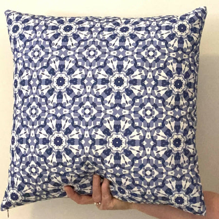 Cushion Cover Hampton style french blue toned mosaic tile design