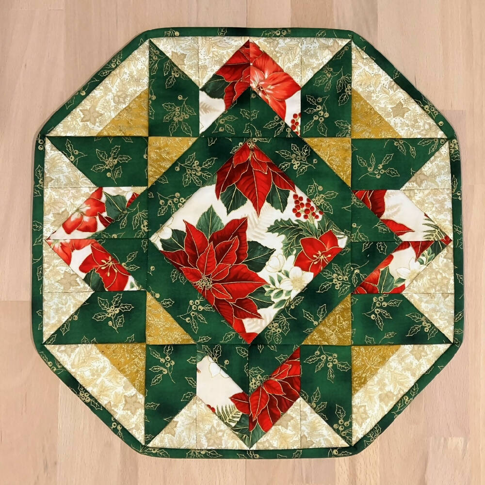 Christmas table centre handmade quilted Australia