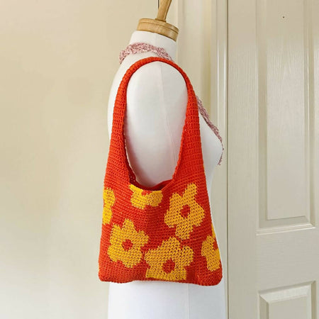 Cute flower design hand made crochet bag
