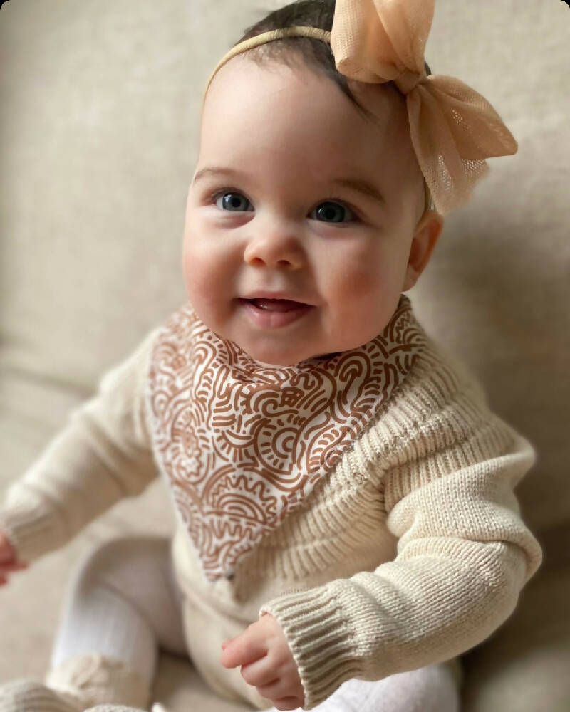 Natural abstract bandana bib