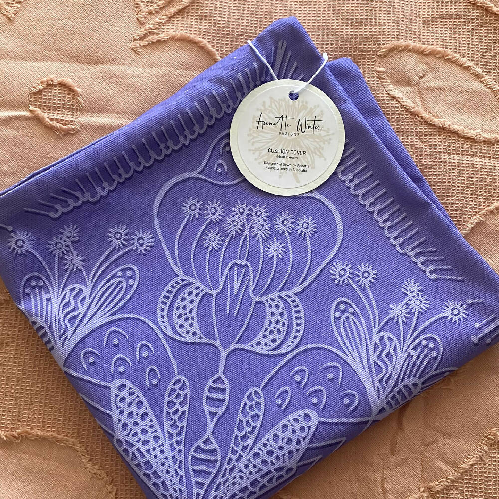 Cushion Cover - Delicate Lace Filagree in Mauve & White