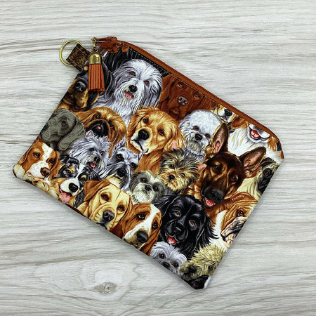Mixed Dog Breeds Zip Pouch (21cm x 16cm) Fully lined, lightly padded